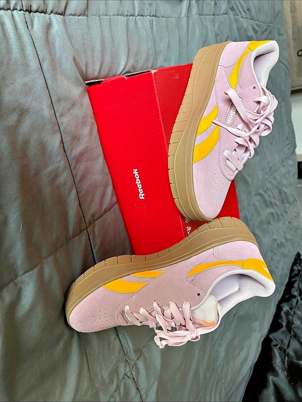 Reebok Court Advance Surge Bold Pink Yellow Gum Women's Pink & Yellow Sneakers